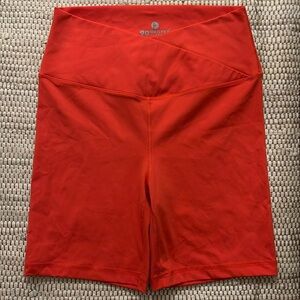 Red High Waisted Biker Shorts (Large)